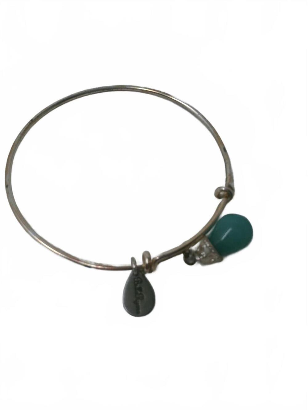 Alex And Ani Emerald Green Teardrop Wire Bangle,